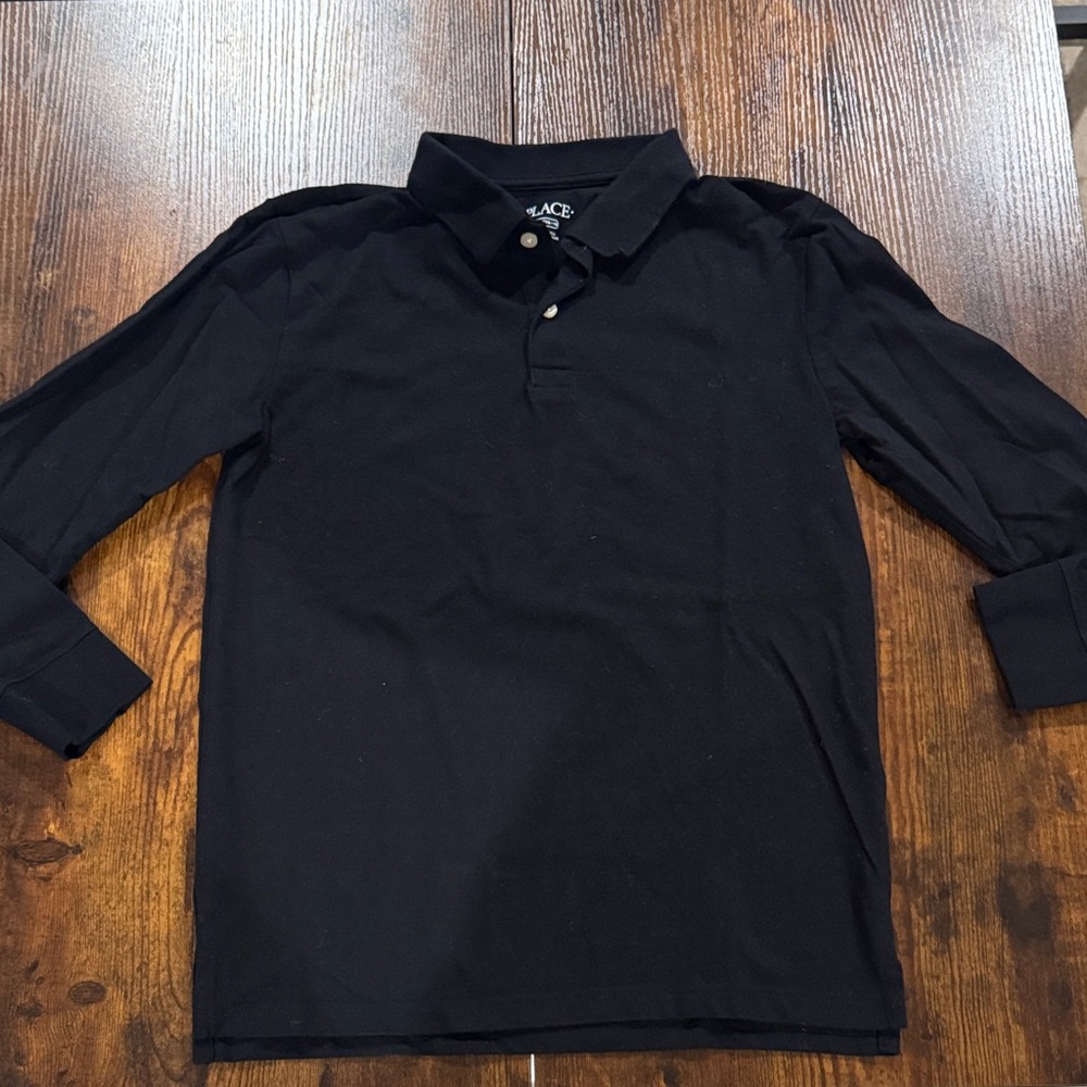 Qty:2, The Children's Place Black Long Sleeve Polos (Boys)